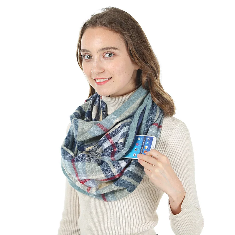 Шарф женский трикотажный с карманами