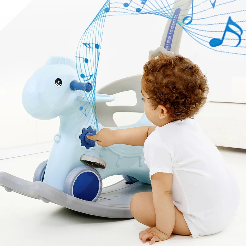
Updated New design children animal ride toy baby walker plastic rocking horse for kids 