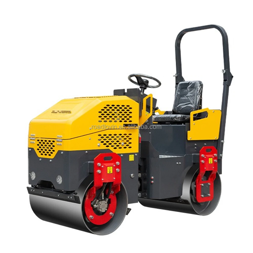 construction machinery double drums walking bedhind ride on type small road roller vibratory roller