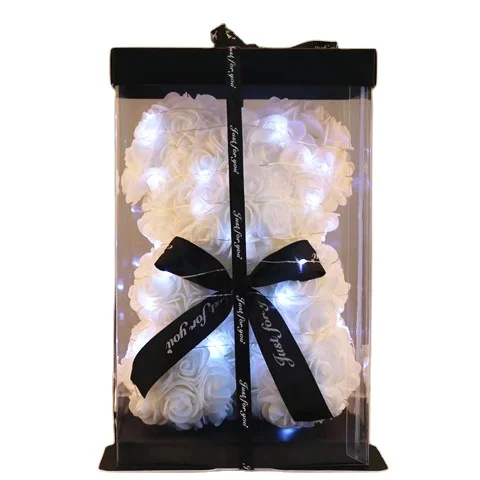 Bear rose  Best Selling Exquisite preseved Rose Teddy  Bear 25 cm Rose Bear with ribbon