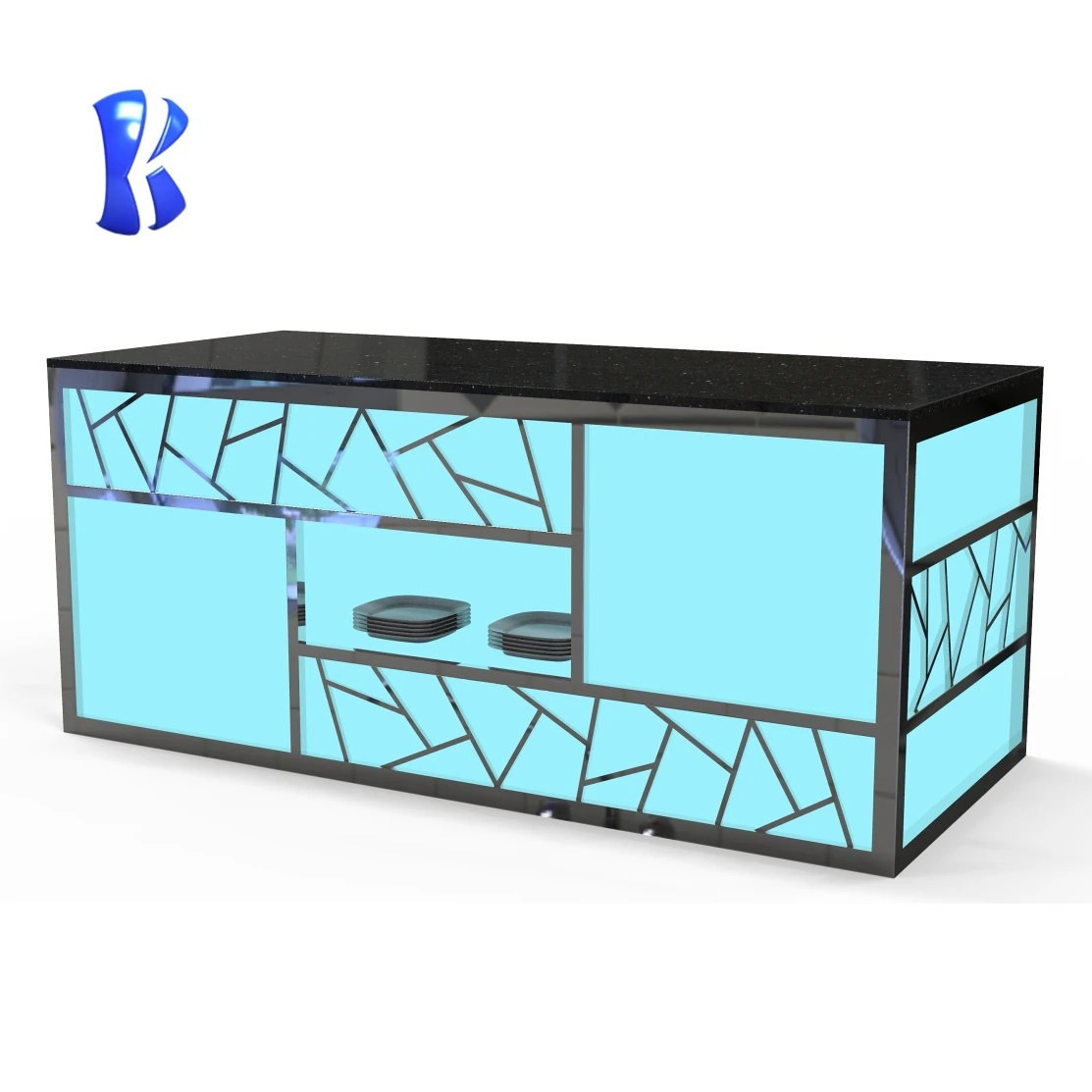 OKEY Restaurant hotel kitchen equipment list luxury marble buffet led bar counter