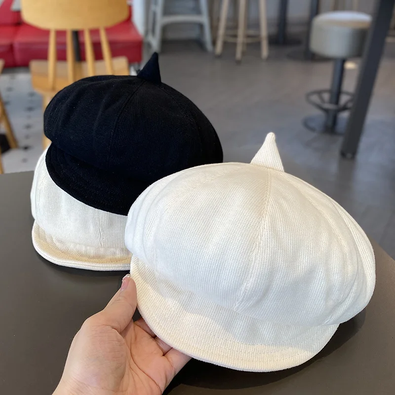 Korean New Arrival Autumn Spring Children Headwear Solid Color Casual Boys Girls Beret Hat