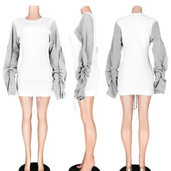 New arrival club outfits winter fall boutique personalized casual white velvet puff sleeve dress