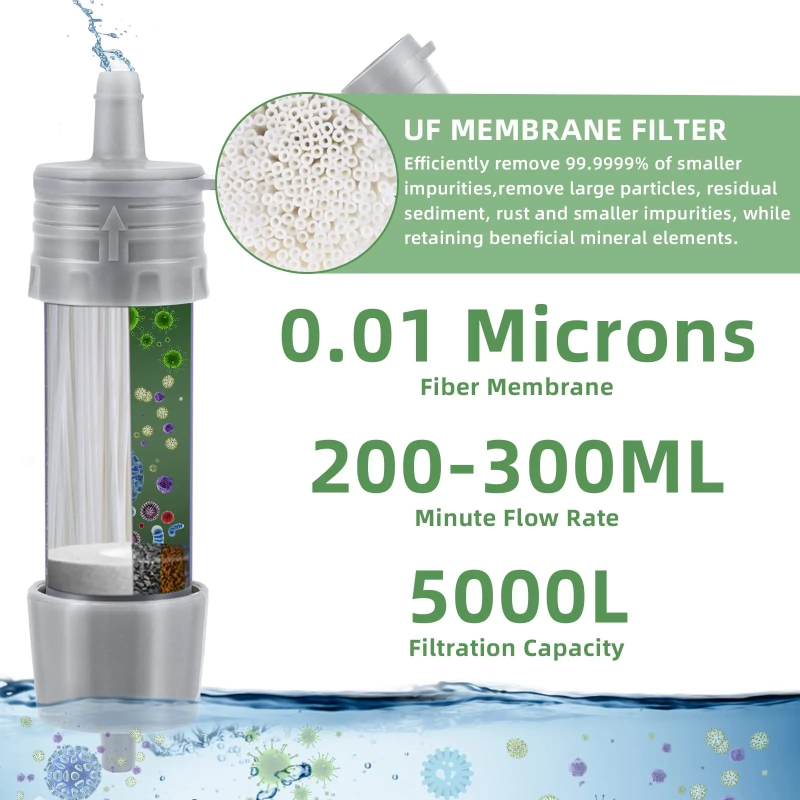 Открытый качественный кран 5000L мини-бутылка портативная UF Мембрана 3-слойный очиститель питьевой воды фильтр соломы или