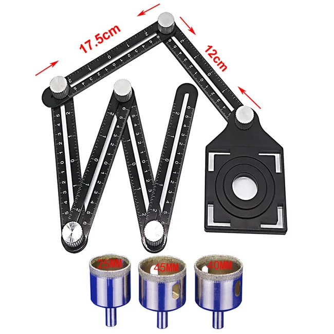 Adjustable Aluminum Multi-angle Measuring Tool Durable Angle Finder Measuring Ruler Tools Six Folding Ruler