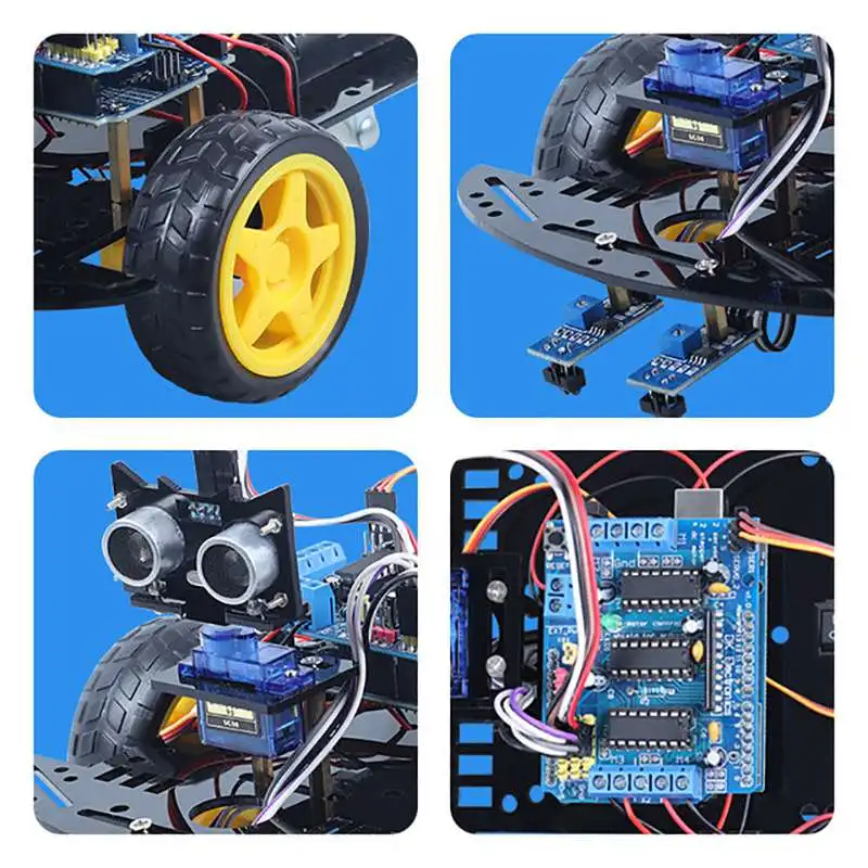 2WD умный робот автомобильный комплект с двигателем L298N модуль отслеживания G90 сервопривод для Arduino CH340 ультразвуковым кронштейном