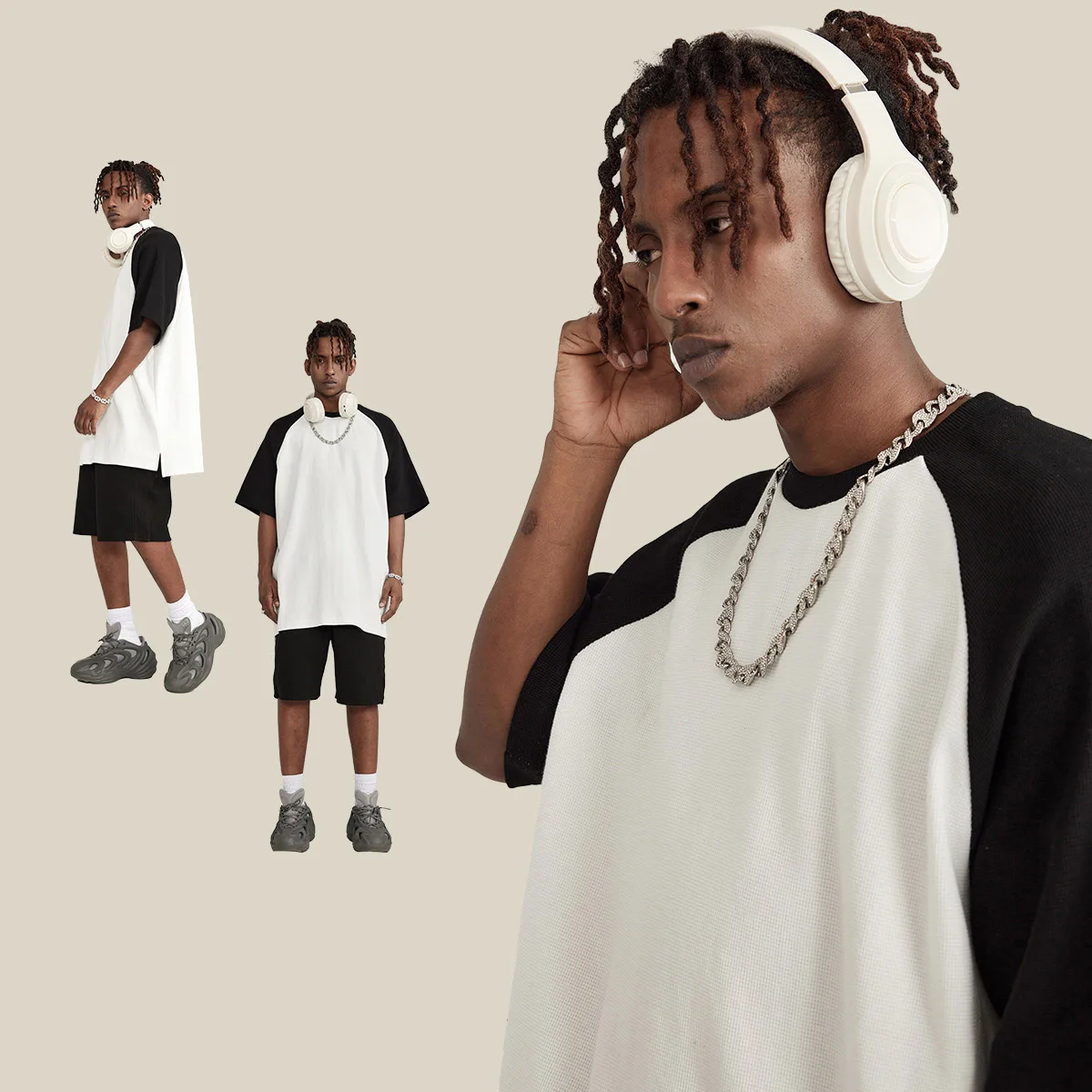 Luxury Design Heavy Half Sleeve Cotton Oversize Waffle Contrast Mens Heavyweight Hip-Hop Oversized Mock Neck Vintage T Shirt