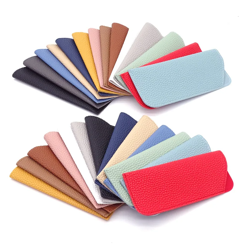 Full Slip Soft Sunglasses Eyeglass Case Multi Colors PU Leather Pouch For Eyewear