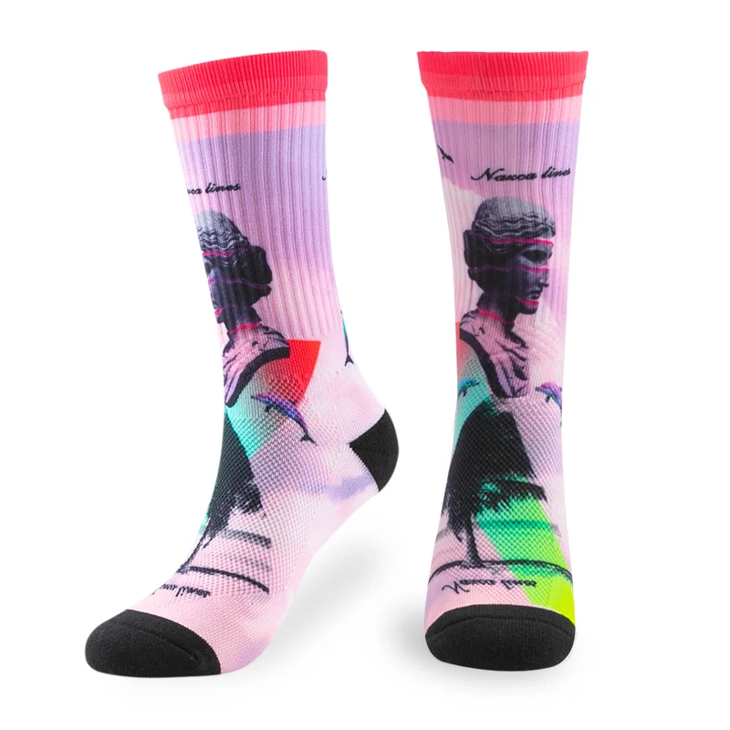 Custom printing skate sports fashion character design digital printed socks