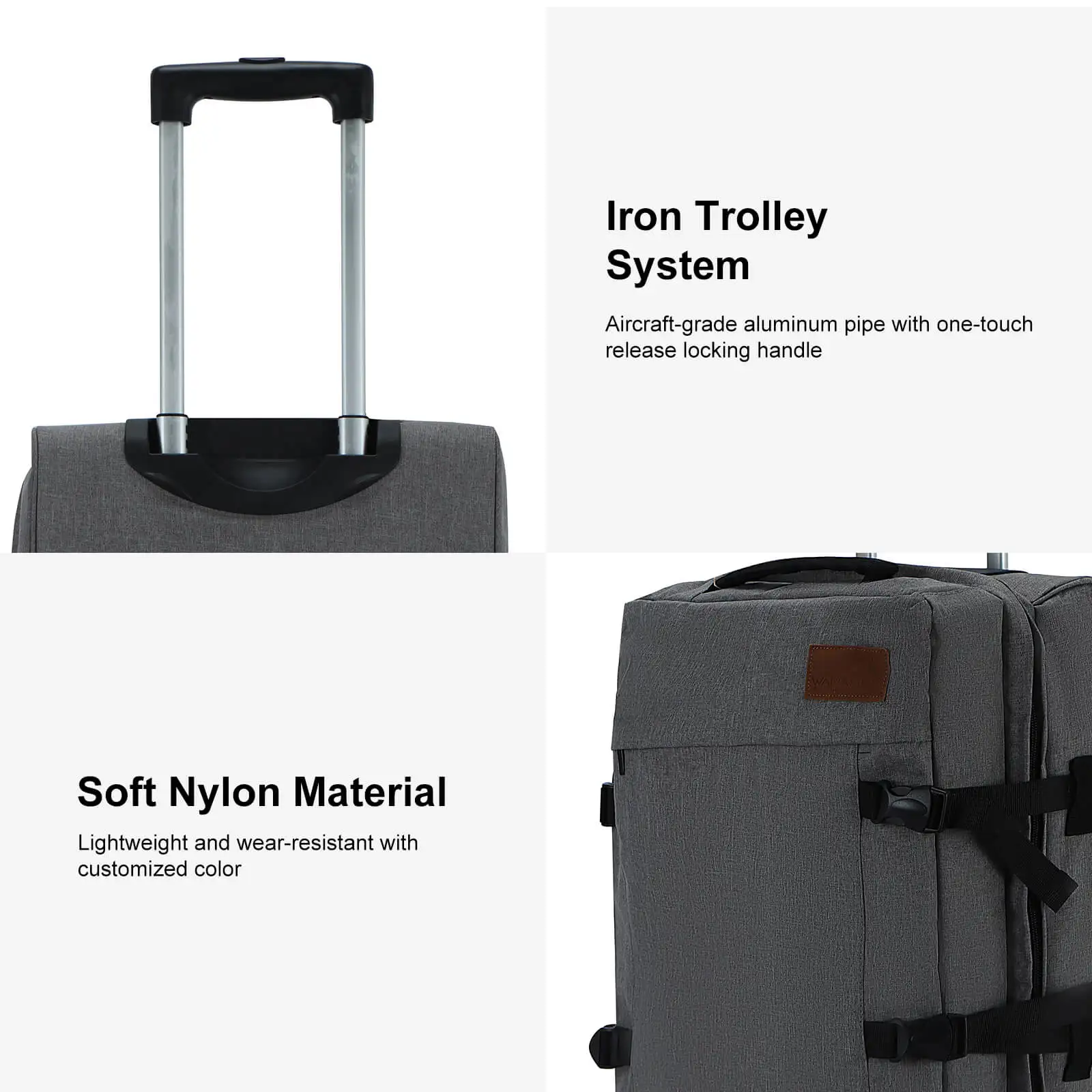 Custom Soft Fabric Carry On Trolley Travel Backpack with Wheels