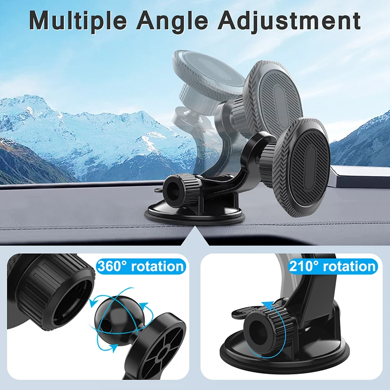 Universal Magnetic Car Phone Holder Suction Cup Phone Mount Dashboard Cell Phone Holder with 360° Adjustable Magnet Head