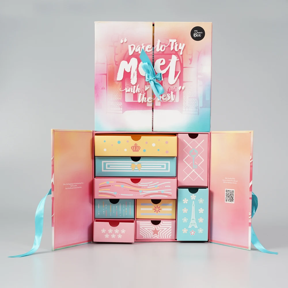 custom Logo christmas advent calendar empty cardboard boxes recyclable advent calendar 24 day gift box