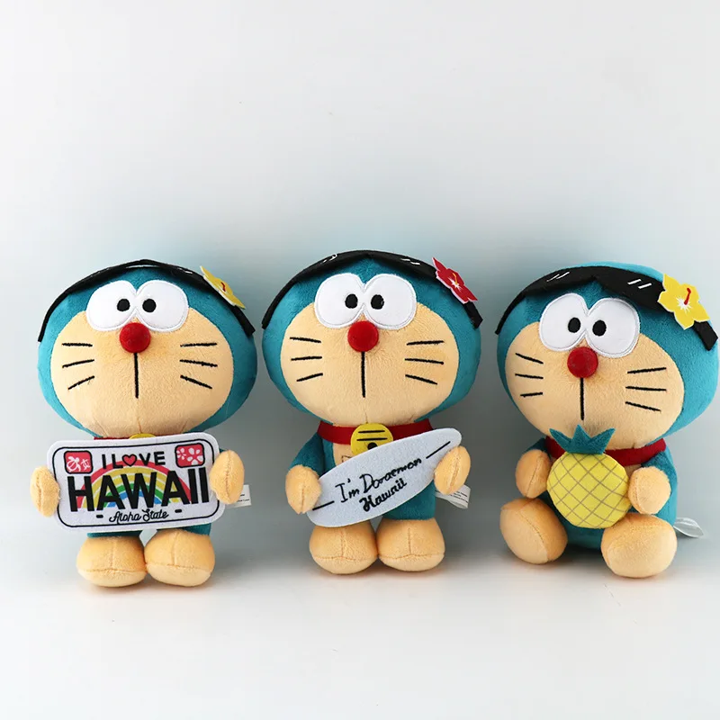 New 20CM black leather Jingle cat doll Doraemon plush toy pineapple robotic cat cartoon doll