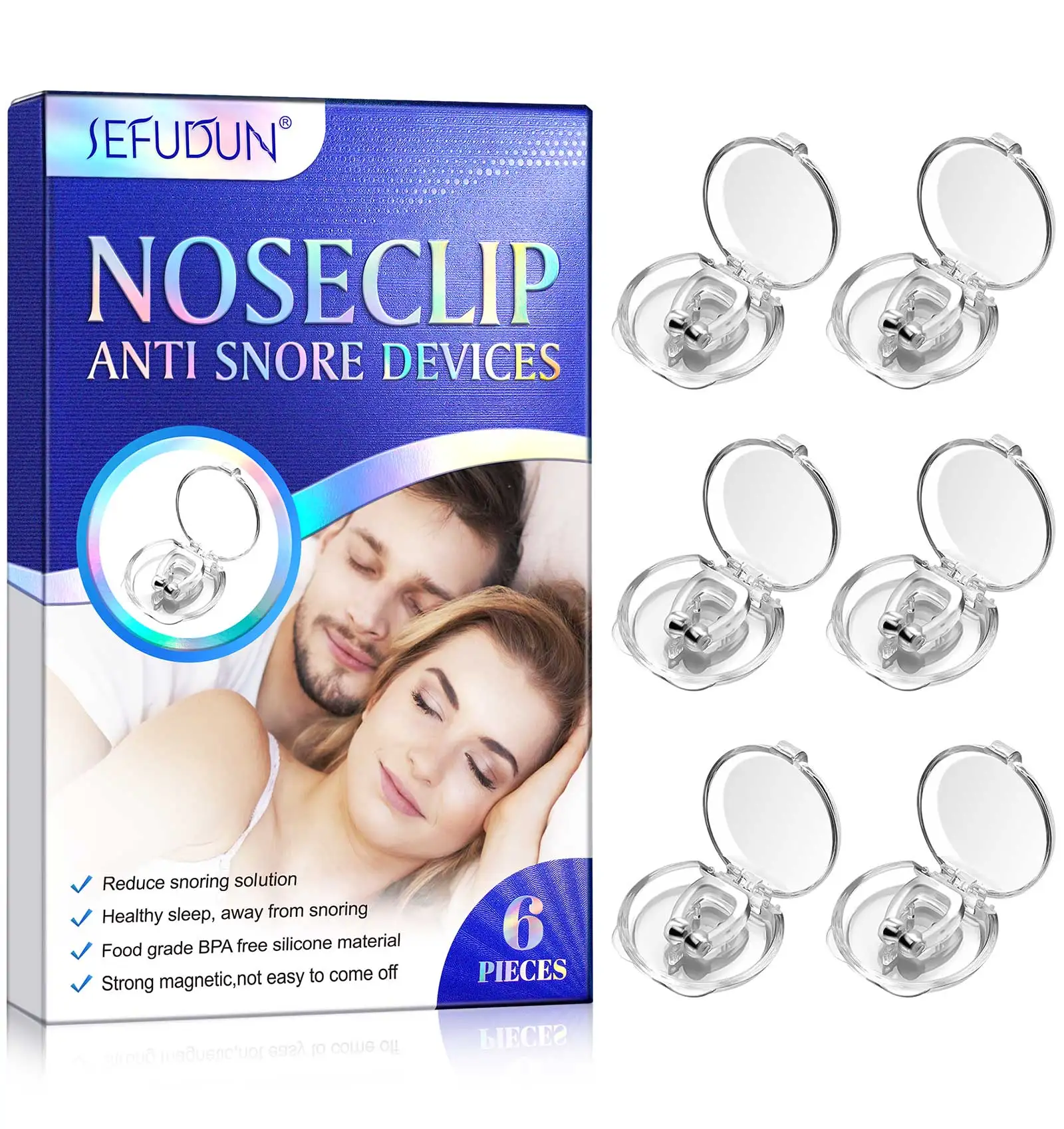 SEFUDUN Solution Devices Snoring Device,good Sleeping Man and Woman Silicone Magnetic Anti Snore Nose Clip