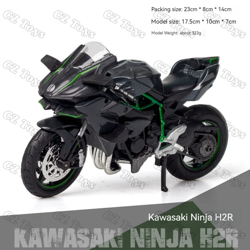 Diecast 1:12 Ducati Kawasaki Ninja H2R with sound and light front-wheel steering ornament Metal model motorcycle alloy model
