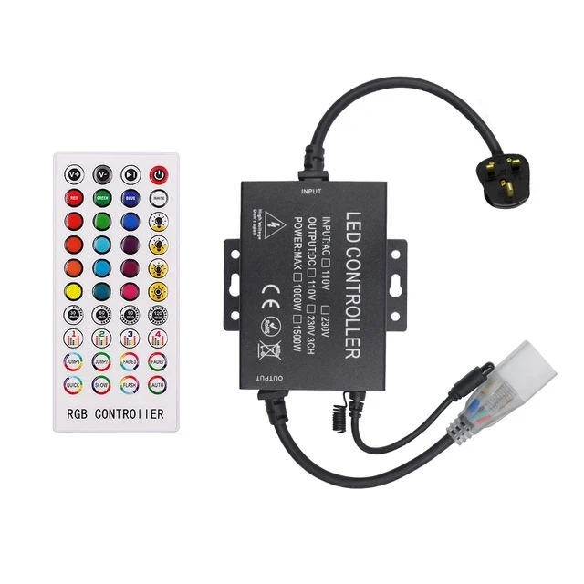 Bluetooth APP Remote Control RGB Controller For 5050 AC110V/220V 10mm PCB Width LED Neon Light with Power Plug LED Controller