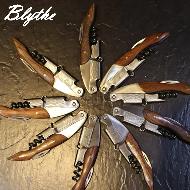 Hot sale  gift stainless steel wooden custom wine beer bottle opener