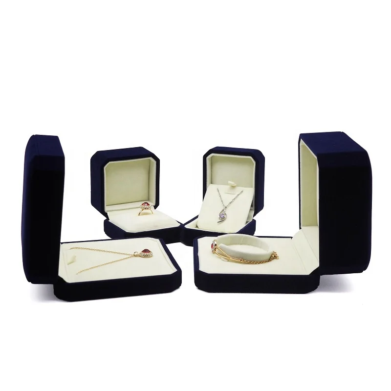 Jewellery chain necklace gift set boxes custom LOGO red color material luxury velvet microfiber jewelry box