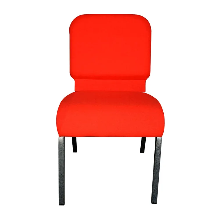 Worship chairs chapel chairs manufacturer metal chairs for churches and worship places in red fabric silver vein frame