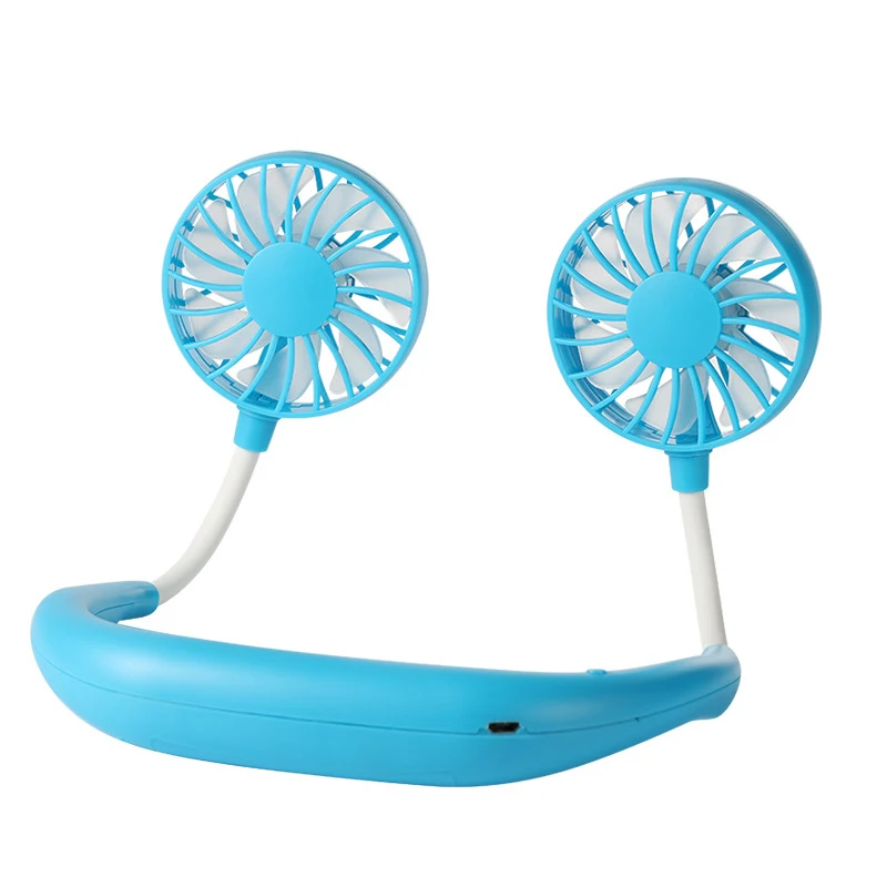 Hands Free Portable  Neck Fan Hanging Rechargeable Mini Sports Fan 3-Speed Adjustable Neck Dual Fan Home Office