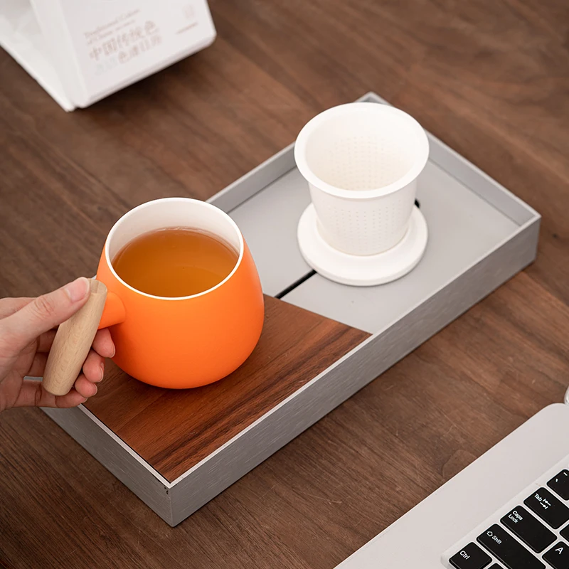 Dudu Office Cup Large Capacity Ceramic Mug Lid Filter Three-Piece Set Coffee Wine Cute Girl Design Customizable Logo Print
