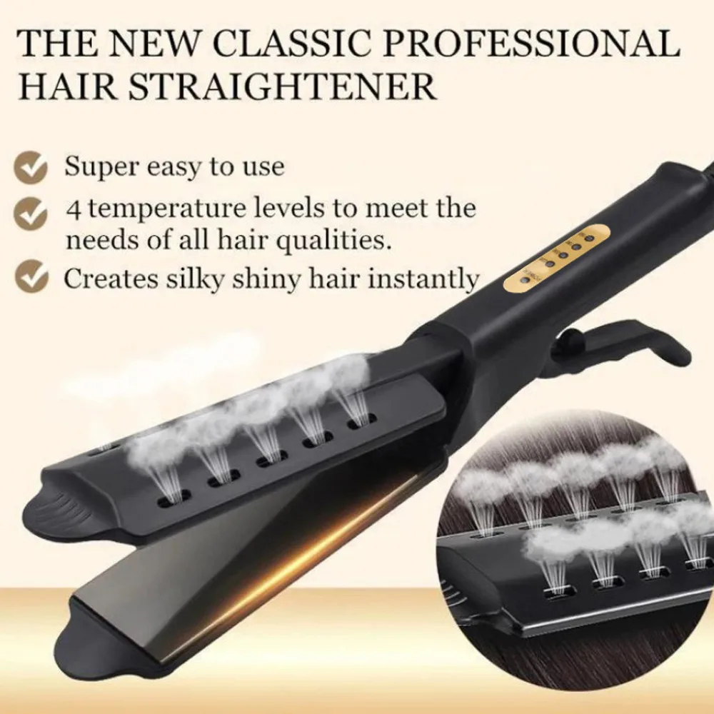 Four-gear Adjustable Temperature Ceramic Steam Hair Curler Straightener Brush Home Flat Iron Straightener Hot Comb Hair Tools