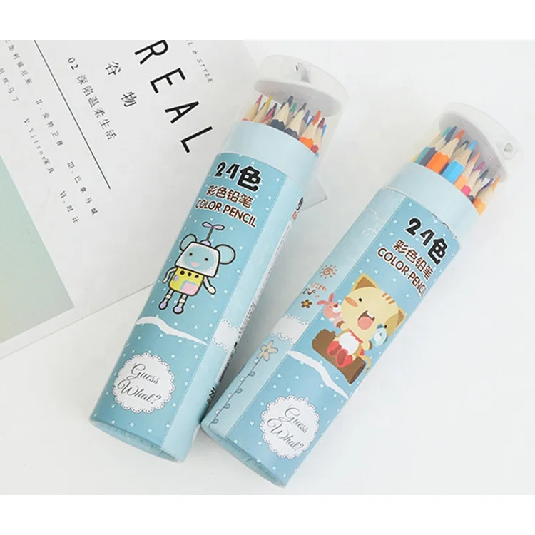 24pcs Natural Poplar Wood Coloured Pencils For Coloring Art