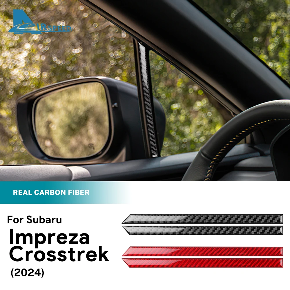 Real Soft Carbon Fiber Sticker For Subaru Crosstrek Impreza 2024 Car Front Door Triangle Window Interior Accessories