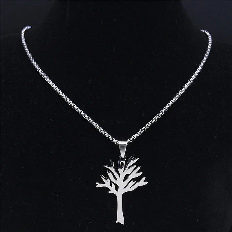 new Cross-border hollow Tree of Life stainless steel necklace for women