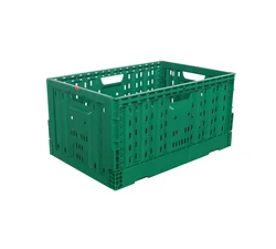 green color PP material 23.6x15.7x11.8 inch reusable collapsible folding plastic storage crate