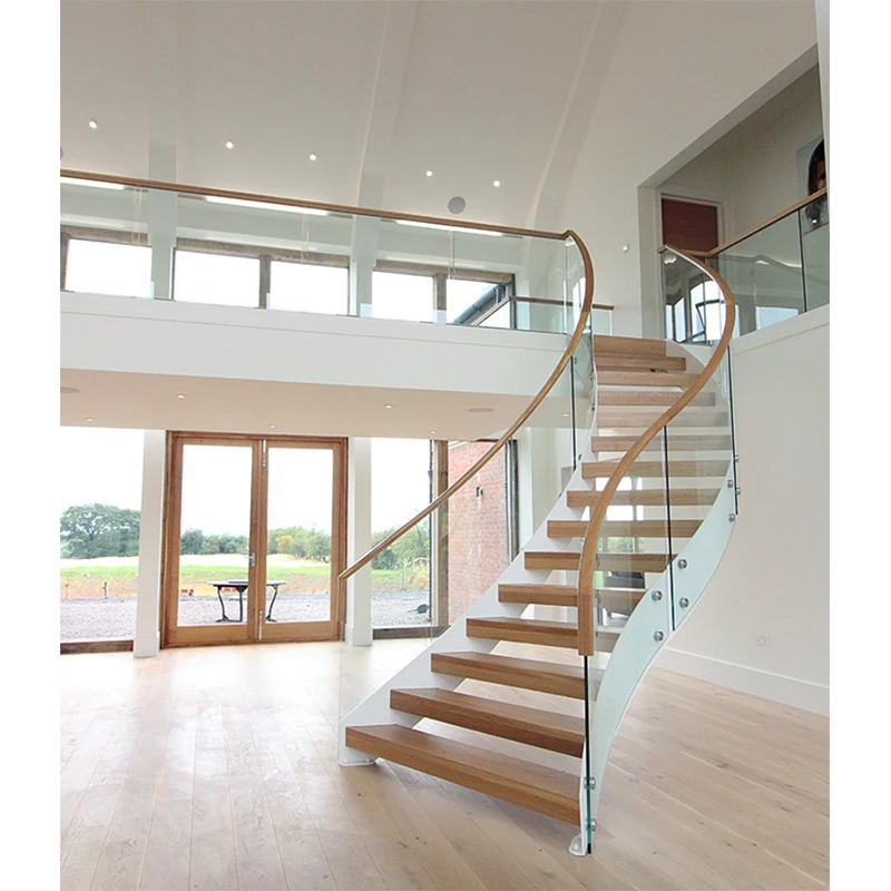 Blh-48 Modern Design Marble Curved Staircase Wrought Curved Glass Staircase Railing For House And Villa