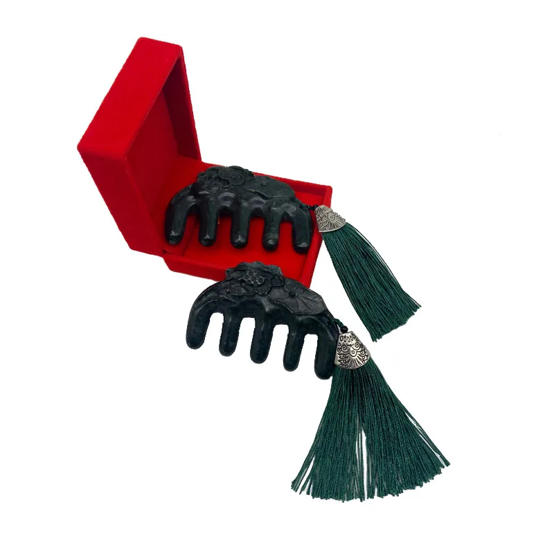 Natural Tibetan Jade Medicine King Stone Massage with Magnetic Comb