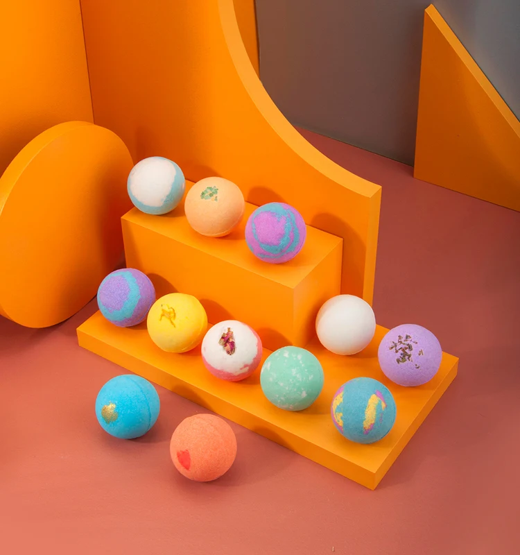 Custom Bath Supplies Bubble Bath fizzies Fizzy Vegan Essential Oil Natural Fragrance Sea Salt Bubble Ball Wrapping Bath Bomb