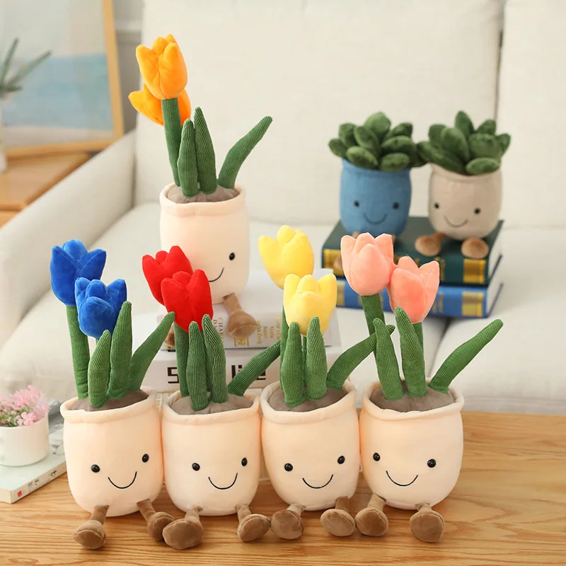 Lifelike Cute Harebell Succulent Potted Plush Toy Green Art Toy Stuffed Cactus Plants Flower Plush