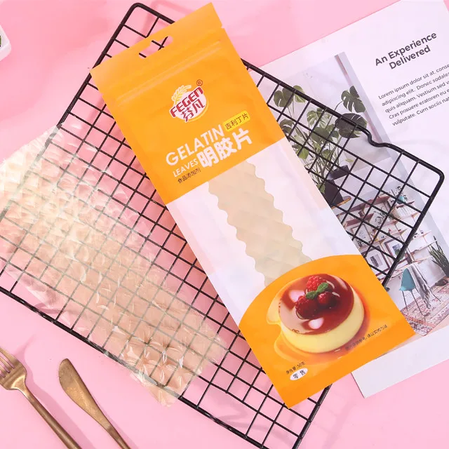
high quality small Pouch 50g gelatin sheet/leaf gelatin for cake use factory supply directly 