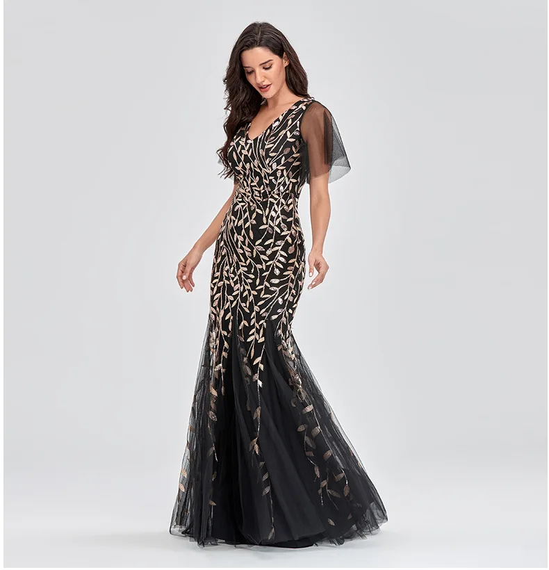 Women prom dresses floral sequin wholesale evening party dress mother of the bride dresses