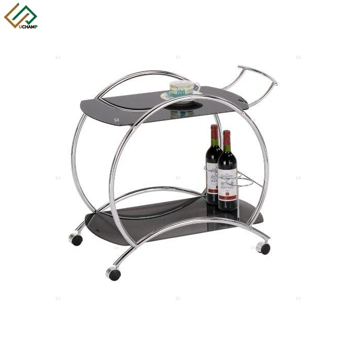 Gold Metal Circular Bar Cart With