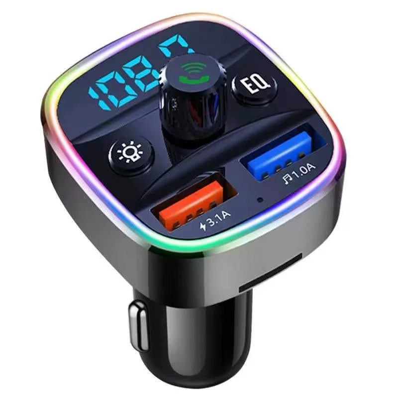 Новый двойной USB PD автомобильное зарядное устройство Q3 передатчик btбеспроводной адаптер беспроводной громкой связи стерео Mp3 плеер FM красочные огни