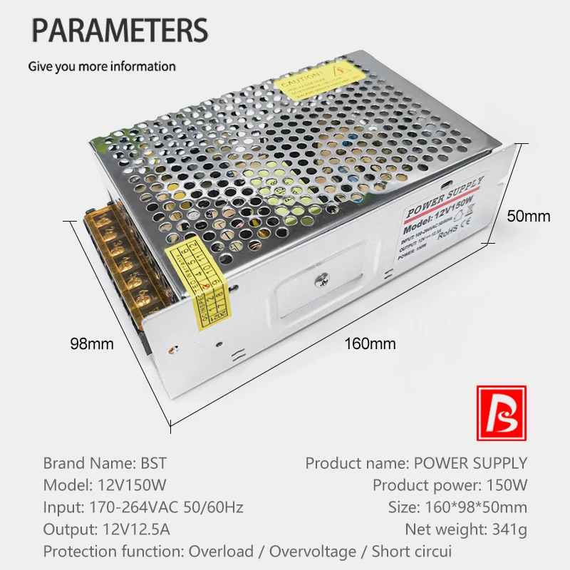 BST 7amp 12amp 13a 15a 110w 130w 140w 150w 220vac 110vac To 12vdc 24volt Power Supply For LED Module