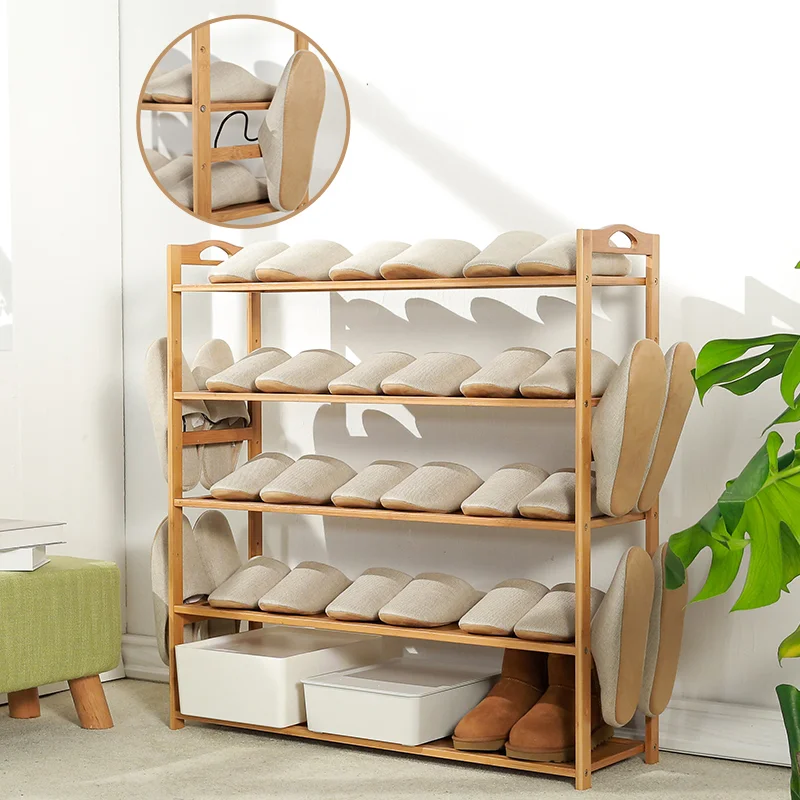 SITU 4-Tier Storage Shelf Organizer Shoe Rack Modern Holder Shelf Stand Bamboo Storage Organizer Wooden Shoes Rack