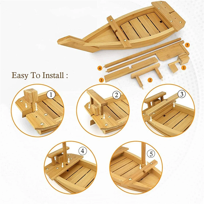 Large Shaped Detachable Serving Tray Restaurant Pine Various Sizes Boat Wood Sushi Boat