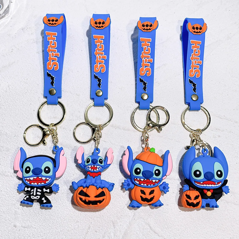 Halloween Lilo & Stitch Movie Cute Kawii Key Chain 3d Soft Pvc Bag Key Decorative Pendant Key Ring Keychain