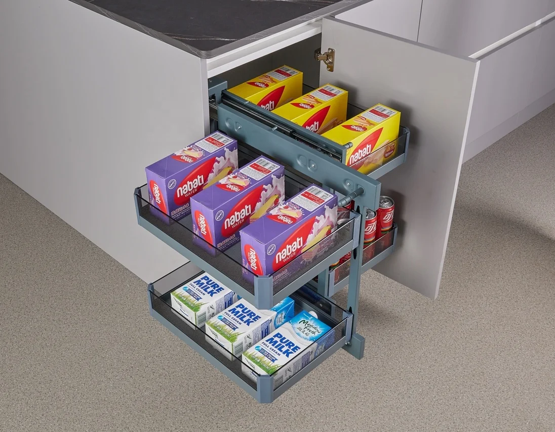 Универсальная выдвижная корзина для хранения волшебный Угловой блок кухонных шкафов организация стеклянных ящиков