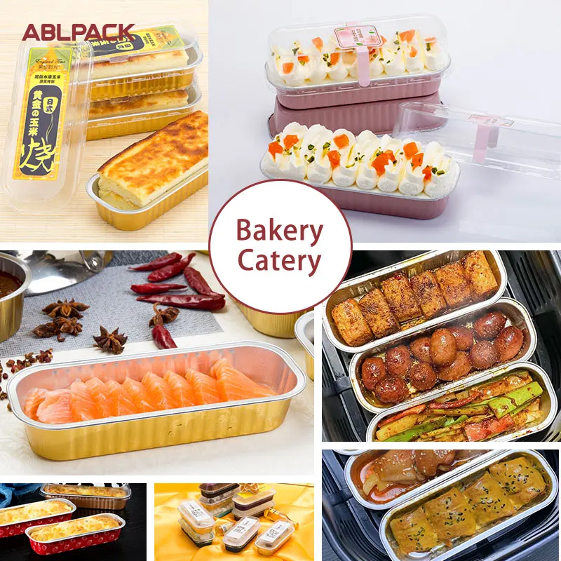 ABLPACK Aluminium foil bakery packaging cupcake tray box restaurant takeout 6.9oz airline food container replace paper plastic