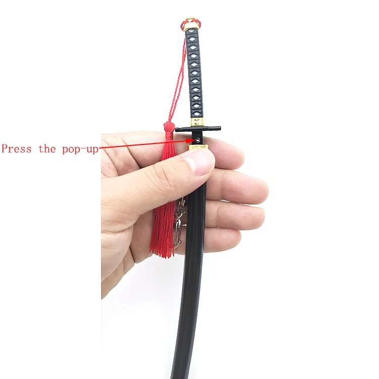 Hot sale metal sword model keychains Anime Swords Metal Anime Sword Keychain For Death Shinigami Demon Slayer
