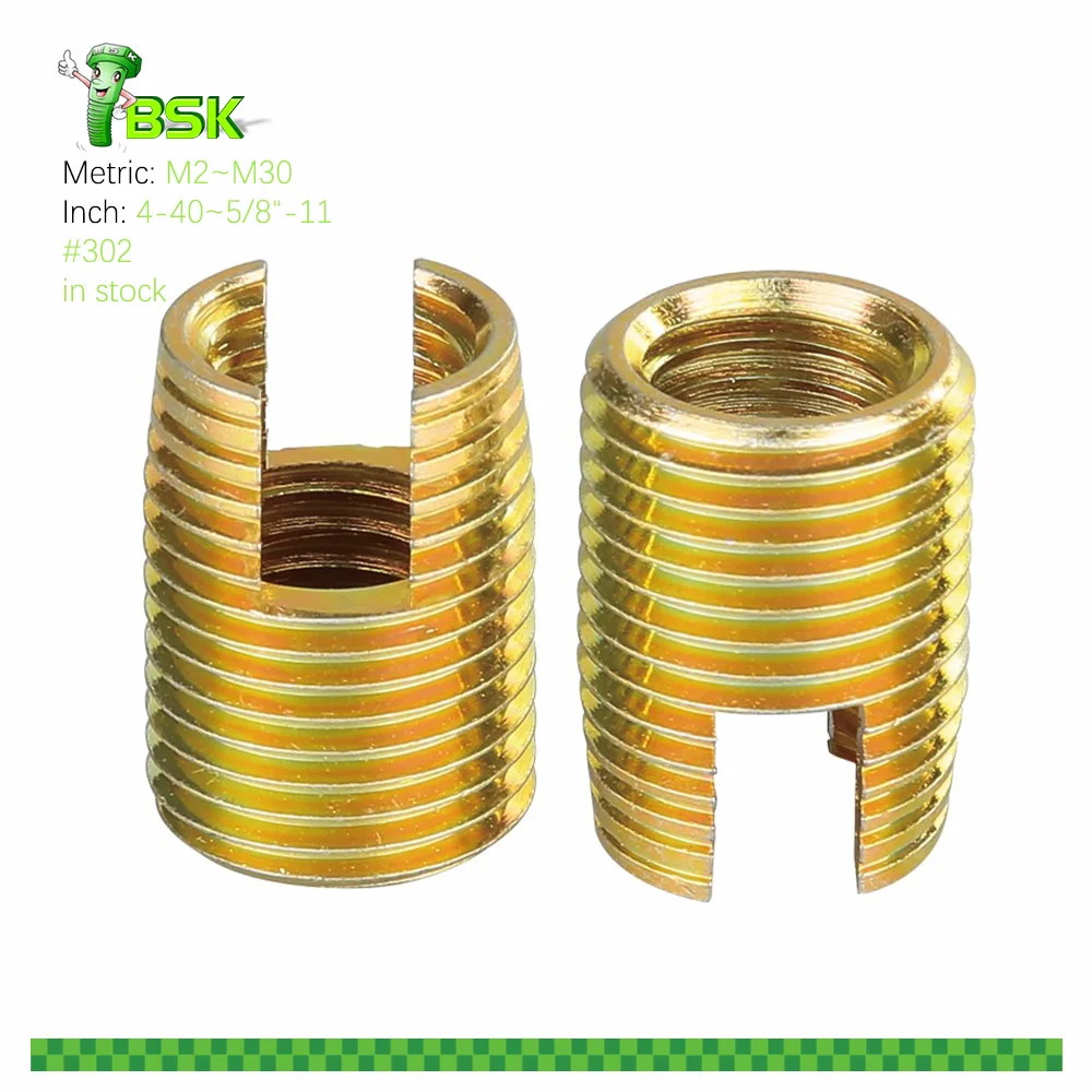 302 303 Steel galvanized Slotted Threaded Inserts m2 m2.5 m3 m4 m5 m6 m8 m10 m12 m14 m16 m20 self tapping thread insert