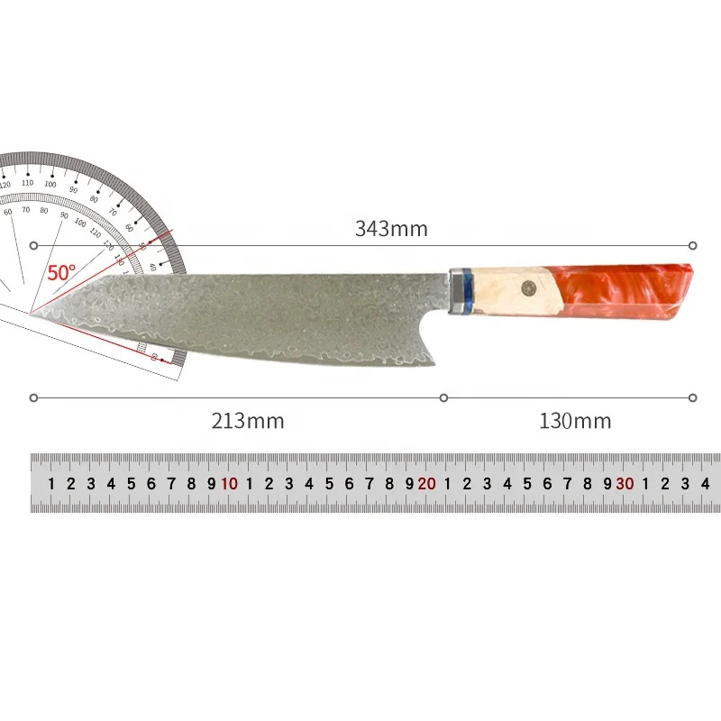 Professional stainless steel vg10 damascus chef knife  kitchen knives damascus steel knife