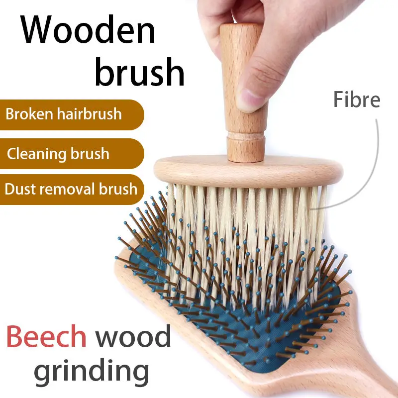 Hot selling wooden handle broken hair fibre brush professional salon haircutting styling self cleaning hair brush