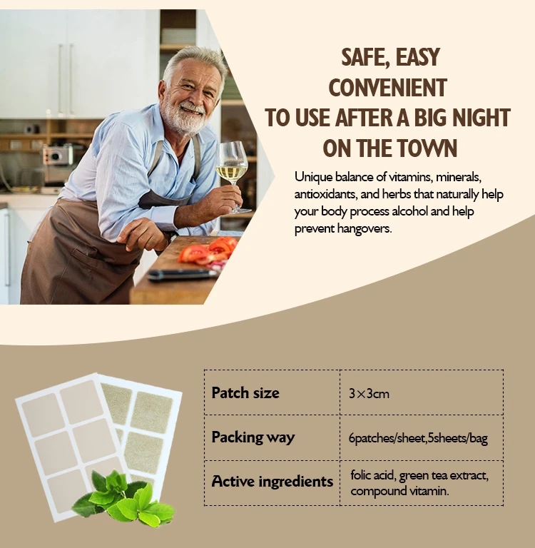 CE MSDS ISO wellness relieve alcohol discomfort beat hangover patch