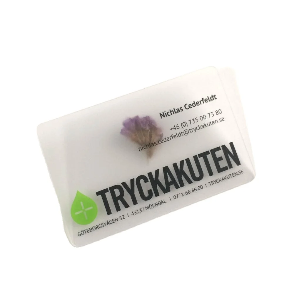 Custom Clear Frosted PVC Name Cards Laminated Business Cards with Plastic Printing